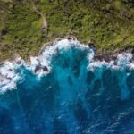 Aerial view of the coastline of Guam