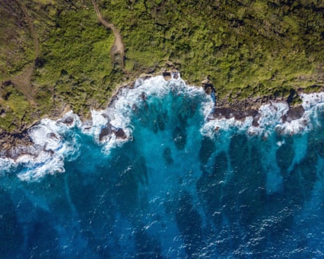 Aerial view of the coastline of Guam