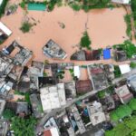 An aerial view shows flooded areas in the Guangxi Zhuang Autonomous Region of China, after heavy rainfall brought by Typhoon Narra.