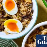 Meera Sodha's mushroom claypot rice in bowls on a table