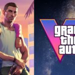 لوگوی Grand Theft Auto VI (GTA 6) در کنار شخصیتهای بازی