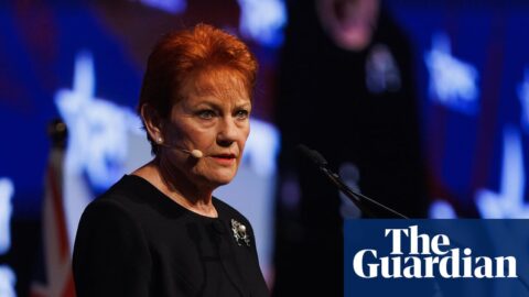 One Nation leader Pauline Hanson speaking a CPAC