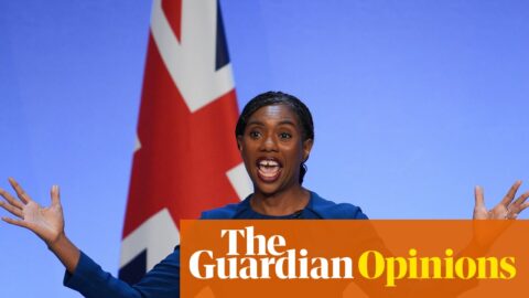 Kemi Badenoch giving her speech to the Tory party conference