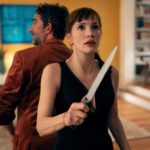 OTHER MOMMY, from left: Jay Duplass, Jessica Chastain, 2026. ph: Bernard Walsh /© Universal Pictures /Courtesy Everett Collection